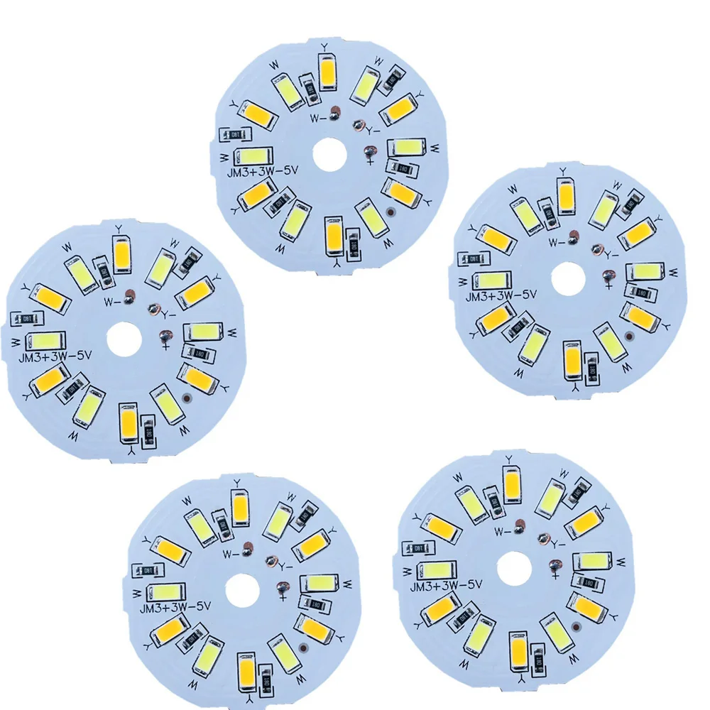 Placa de luz Led redonda, Bombilla de doble Color, 1 piezas, 5V, CC, SMD 5730, 3W, 46MM, accesorios para manualidades