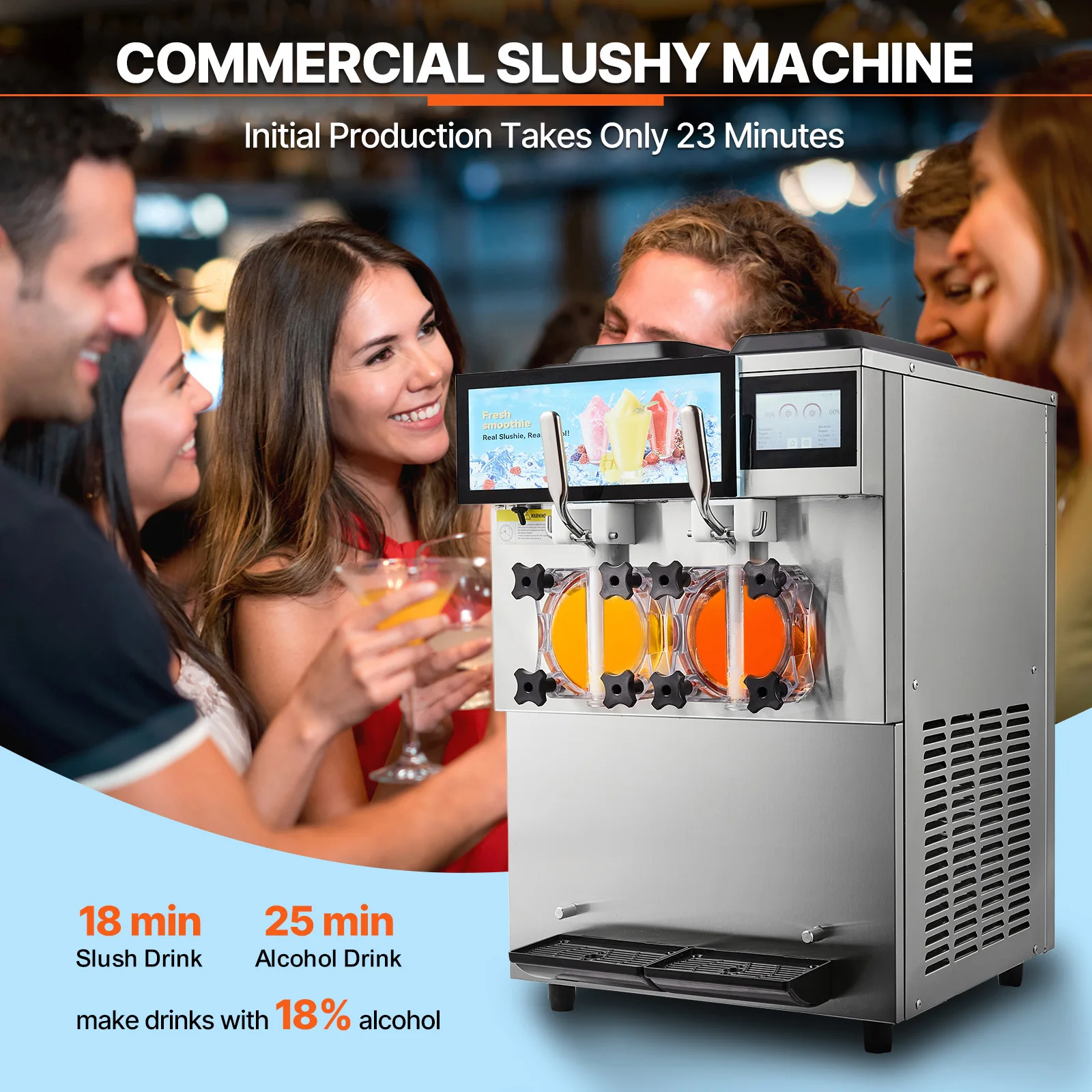 SucceBuy Commercial Slushy Machine 12L Singal or Double Tanks Cool and Freeze Modes, Stainless Steel Margarita Smoothie Frozen Drink Maker Slushie Machine for Party Cafes Restaurants Bars Home