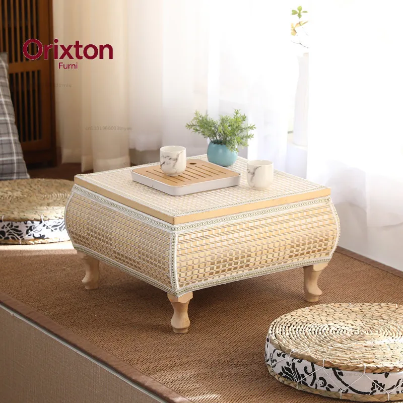 bay window small bamboo woven kang table small coffee table bedroom sitting low  solid wood window sill