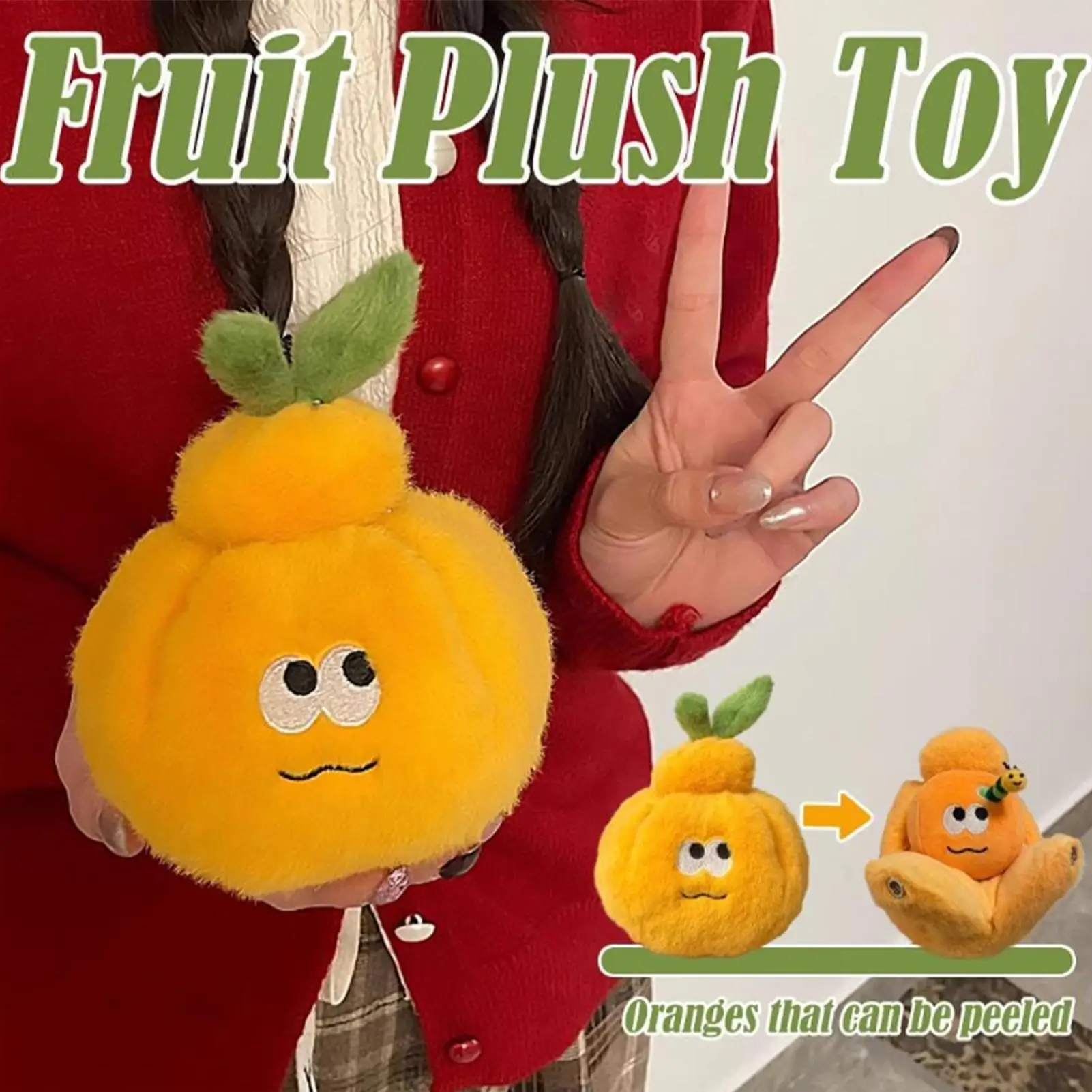Orange Keychain Peelable Design Bag Charm Cute Plush Keychain Fruit Keychain Plush Bag Pendant for Backpack Purse Birthday Gift