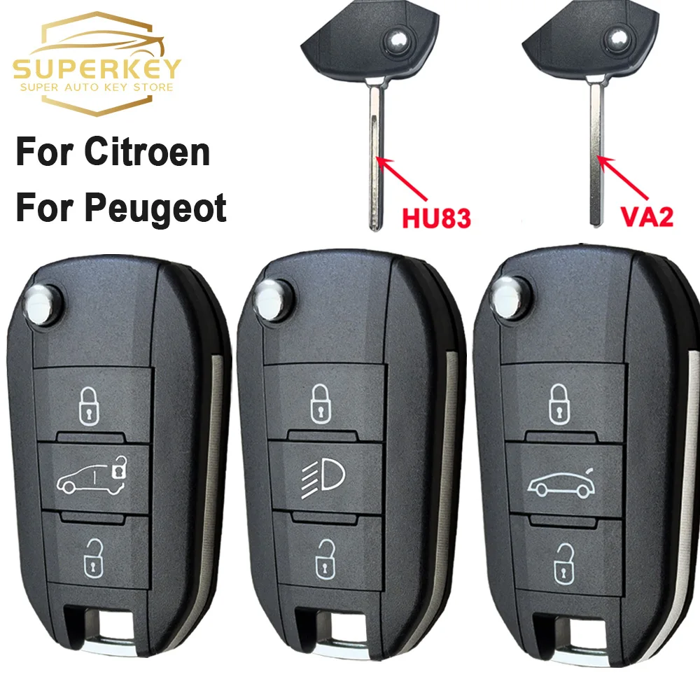 SUPERKEY For Citroen C-Elysee C4-Cactus C3 C5 C6 For Peugeot 208 2008 301 308 508 5008 RCZ Flip Remote Key Shell Cover Case