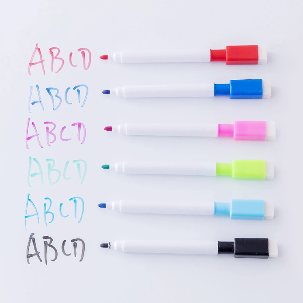 8pcs Light Board Pen with Erasable Brush 8 Color White Board Markers Pen Kindergarten School Office Board Pens