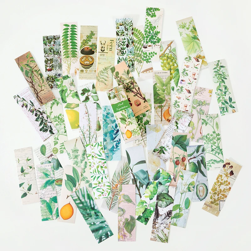 50 vellen vintage washi-papierstickers, met motieven van vlinders en natuurlijke planten, voor gebruik in notitieboeken, dagboeken, scrapbooks en voor decoratieve doeleinden.