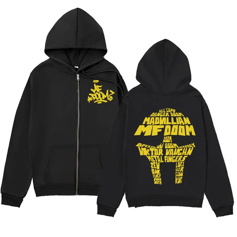 

Rapper MF Doom Merch Zipper Hoodie Men Women Clothing Fashion Hip Hop Zip Up Sweatshirts High Quality Fleece Oversized Pullovers