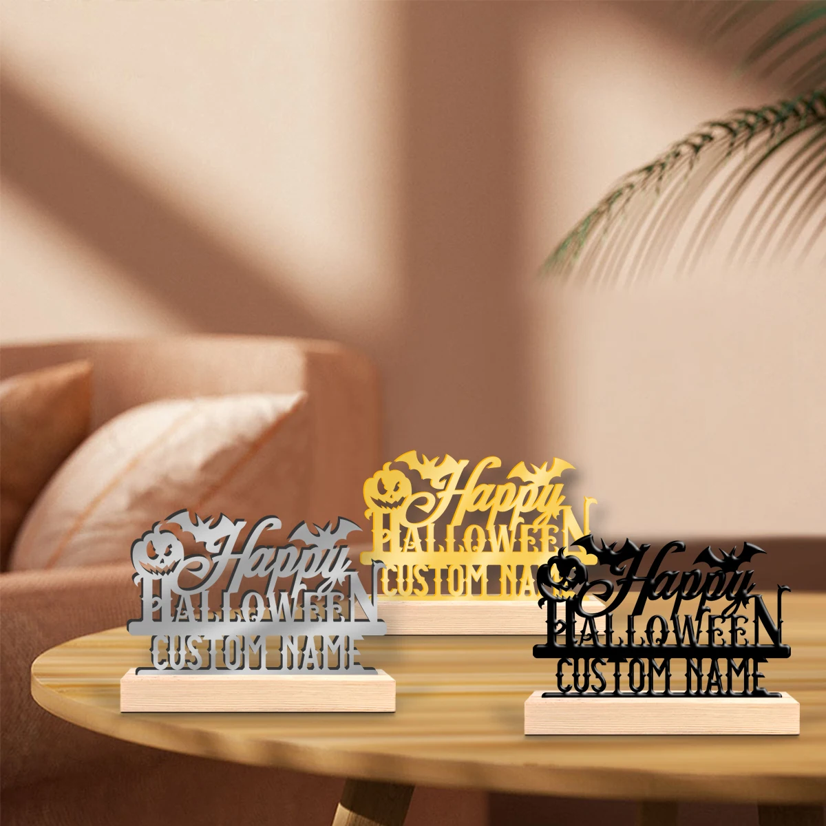 1pc Interesting Desktop Metal Statues Customizable Content Equipped with A Wooden Base Art Decoration, Desktop Decoration