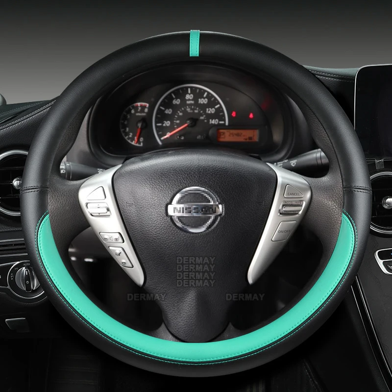 for Nissan Versa Sedan C11 N17 E12 N18 Versa Note Nissan Almera PU Leather Car Steering Wheel Cover Auto Accessories