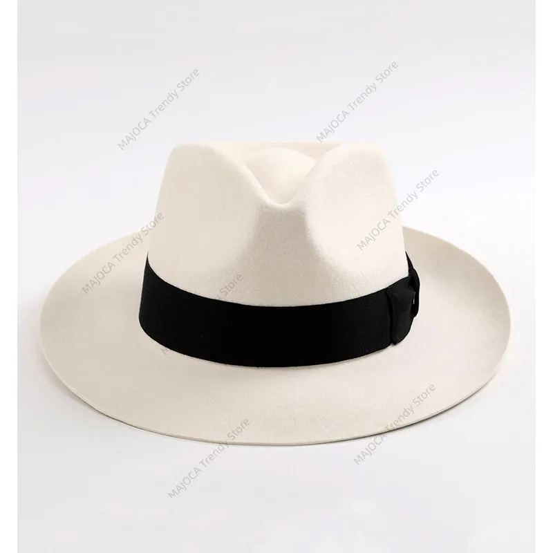 Classic Men's Wool Felt Godfather Gangster Fedora Michael Jackson Gentleman Hat Women