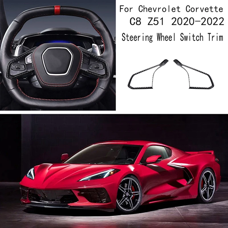 

Real Carbon Fiber Car Steering Wheel Switch Trim Frame Replacement For Chevrolet Corvette C8 Z51 2020-2022