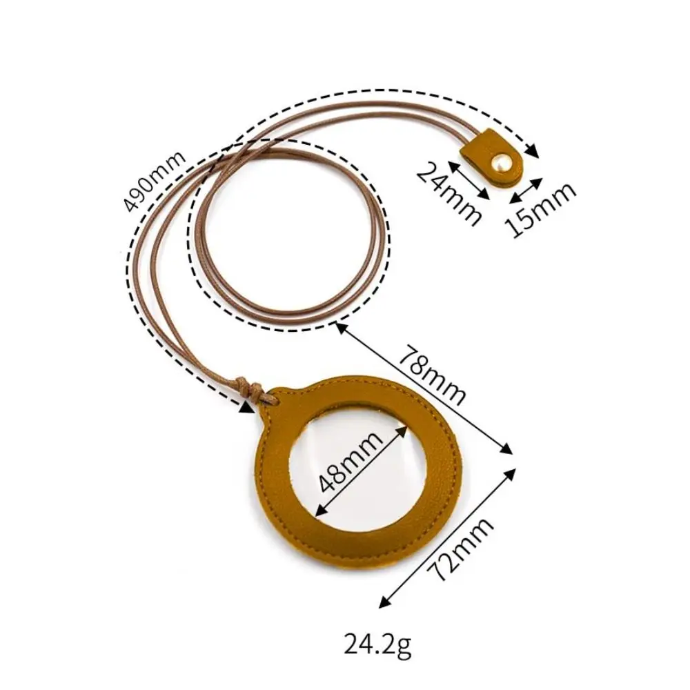 Portable Magnifier with Protective Case Simple Leather Strap Magnifier with Leather Case Vintage Handmade Reading Magnifier