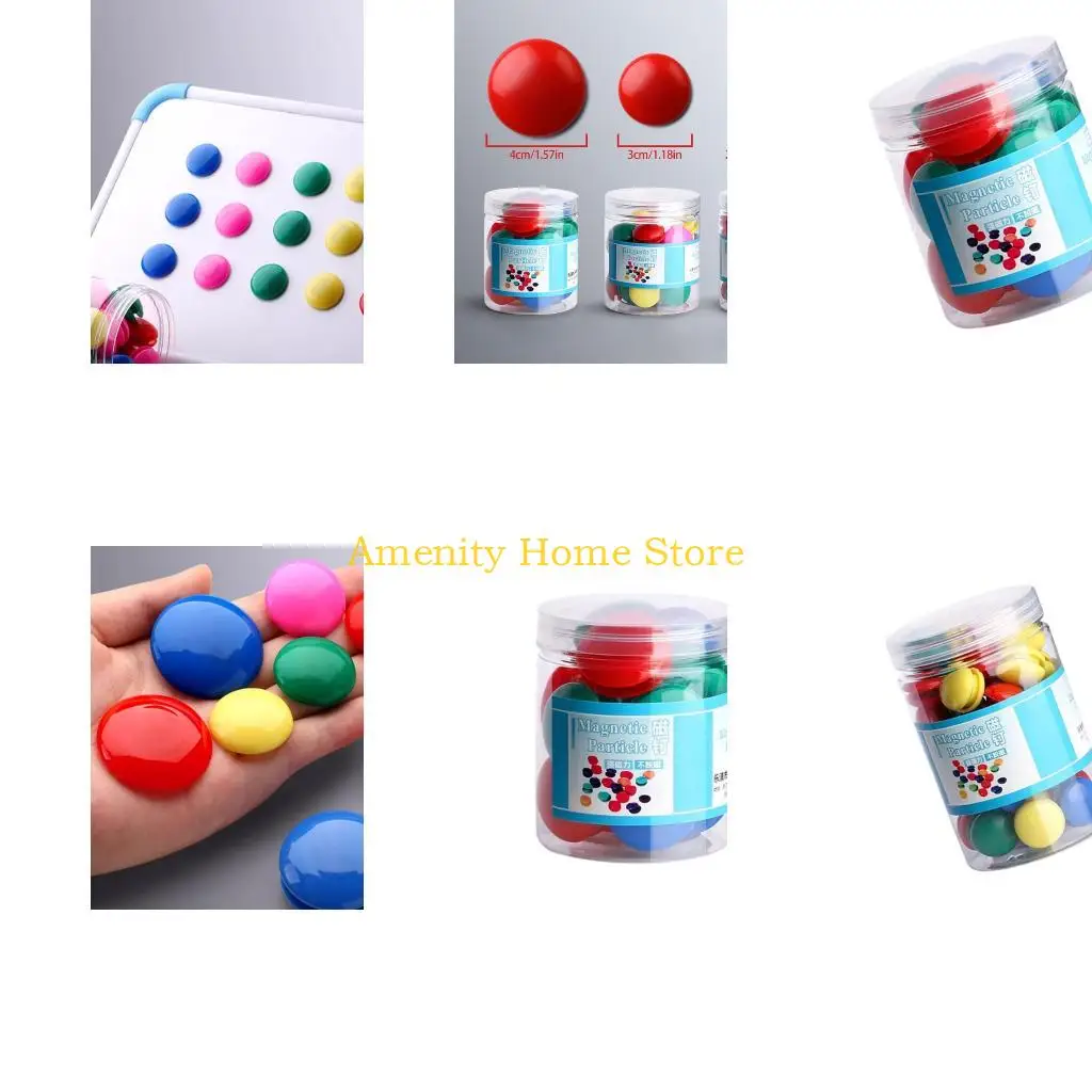 F26C Multiple Metal Surfaces Plastic Covered Magnets Round Nontoxic Decorative Buttons For Chalkboards Memos Organization