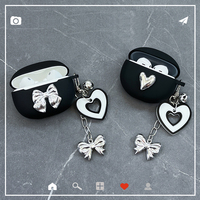 Cute Love Chain Case For xiaomi buds 3 Pro case MI FlipBuds Pro Earphone Silicone Cover Luxury Plating Bow Keychain Case