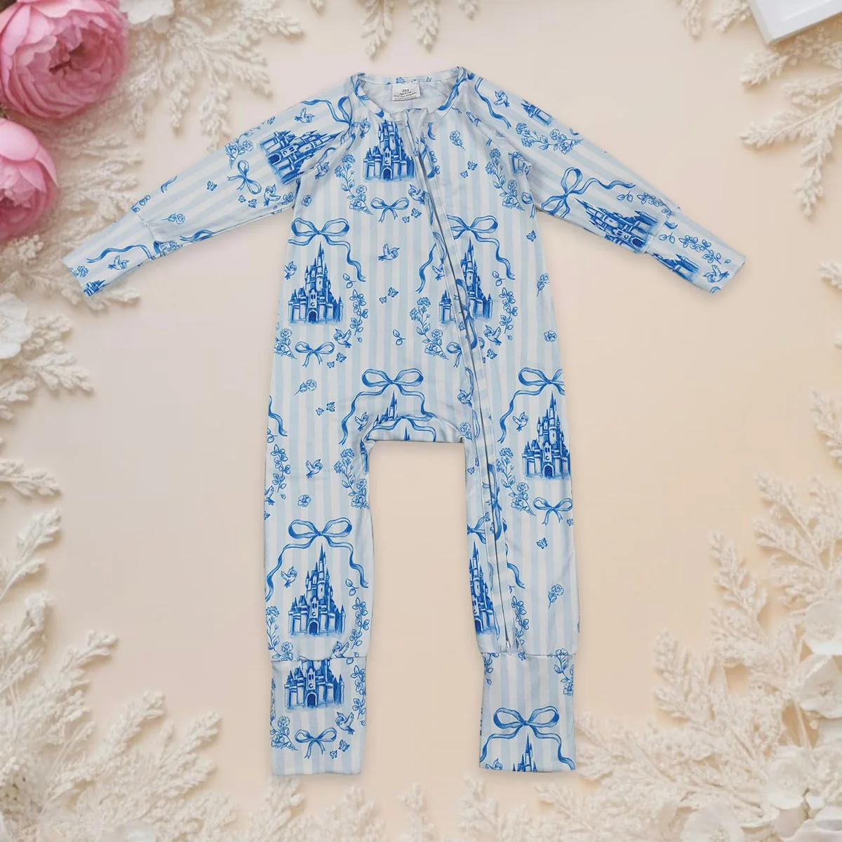 bodysuit-recem-nascido-do-bebe-meninas-roupas-listra-azul-arcos-castelos-em-dois-sentidos-ziper-sleeper-macacao-bebes-boutique-roupas-infantis