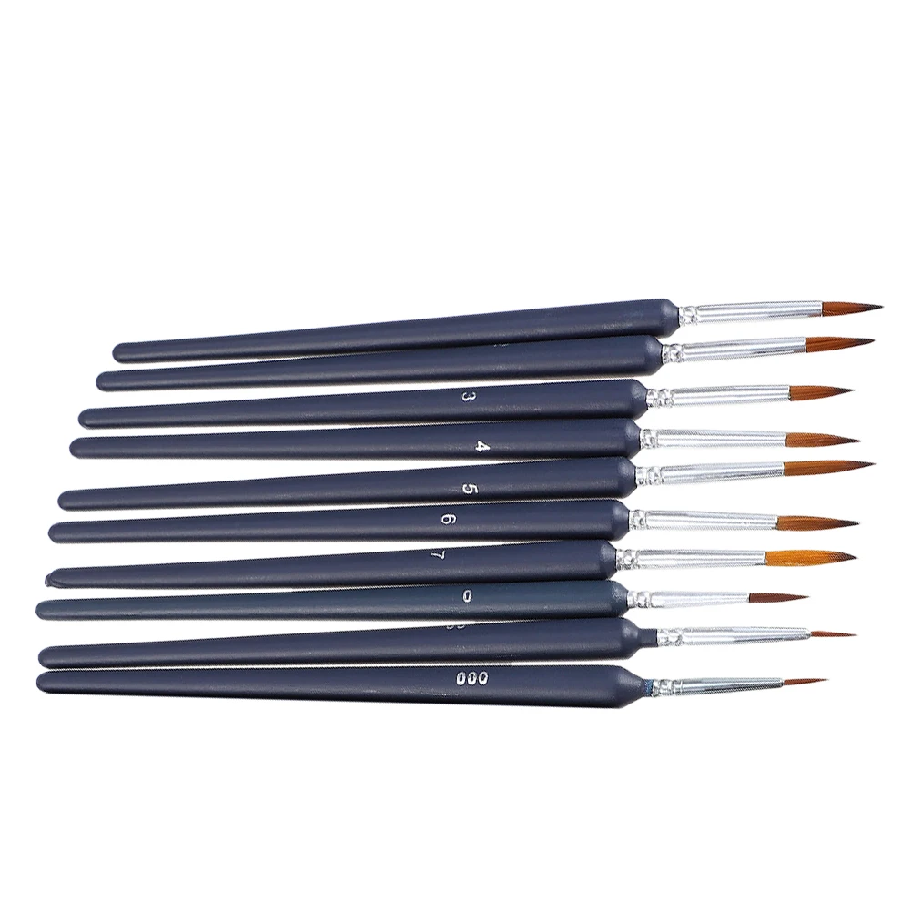 

10pcs Oil Paintbrush Set Black Detail Pens School Nail Brushes Multipurpose Small Brush Acrylic Multi