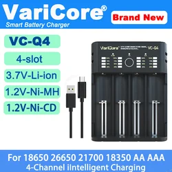 VariCore VC-Q4 Intelligent Battery Charger Portable for 3.7V Lithium 18650 26650 21700 18500 18350 1.2v Ni-MH Ni-CD AA AAA