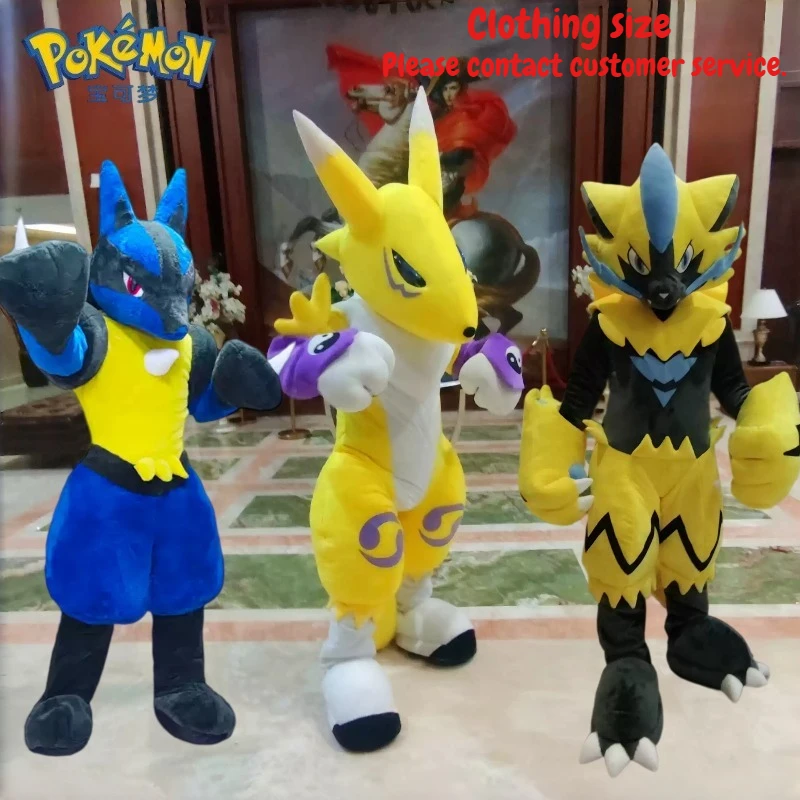 Pokémon-Zeraora-Puppen-Kostüm-Set-Cosplay-Pokémon-Lucario-Tier-Puppen-Kostüm-tragbar-Performance-Anpassung-Plüschtier-Geschenk