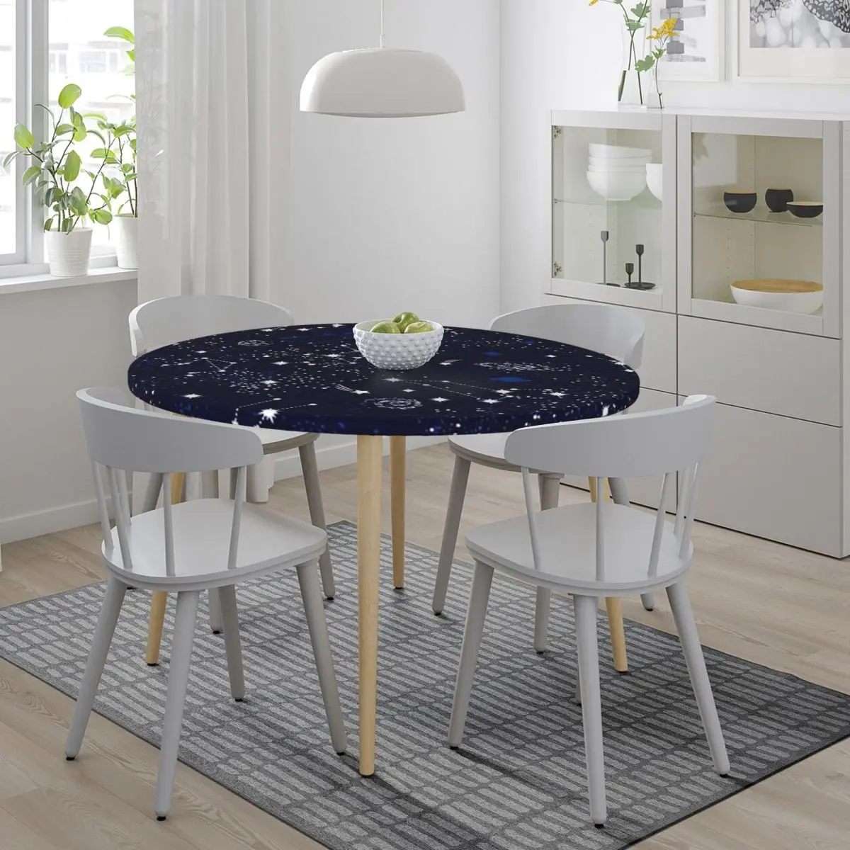 Constellation Star Clusters Galaxies Print Halloween Round Tablecloth Oilproof Table Cloth for Kitchen Events Dining Table Cover