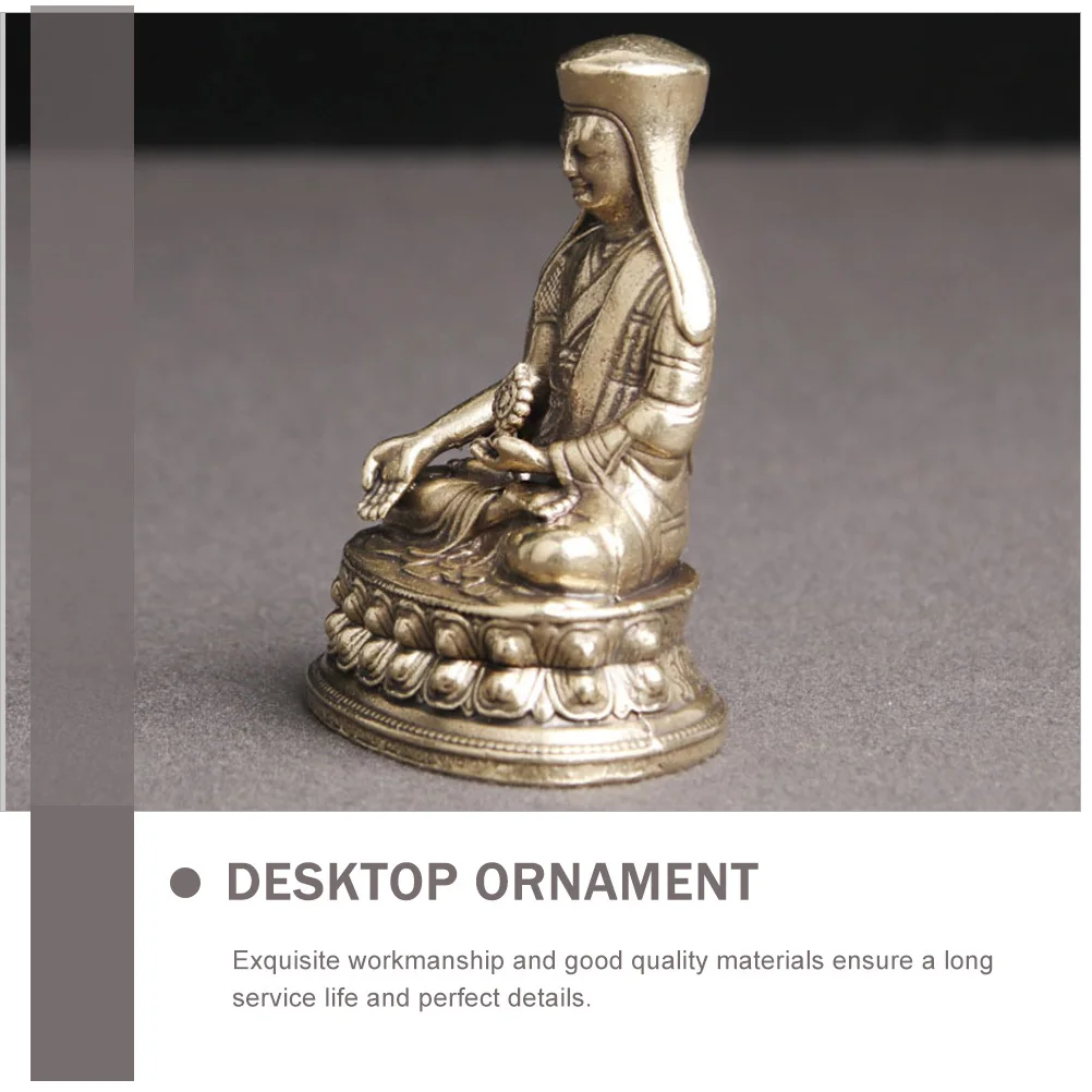 Retro Brass Buddha Adornment Desktop Decor Golden Vintage Decorative Layout Ornament Home Office Counter- Craft
