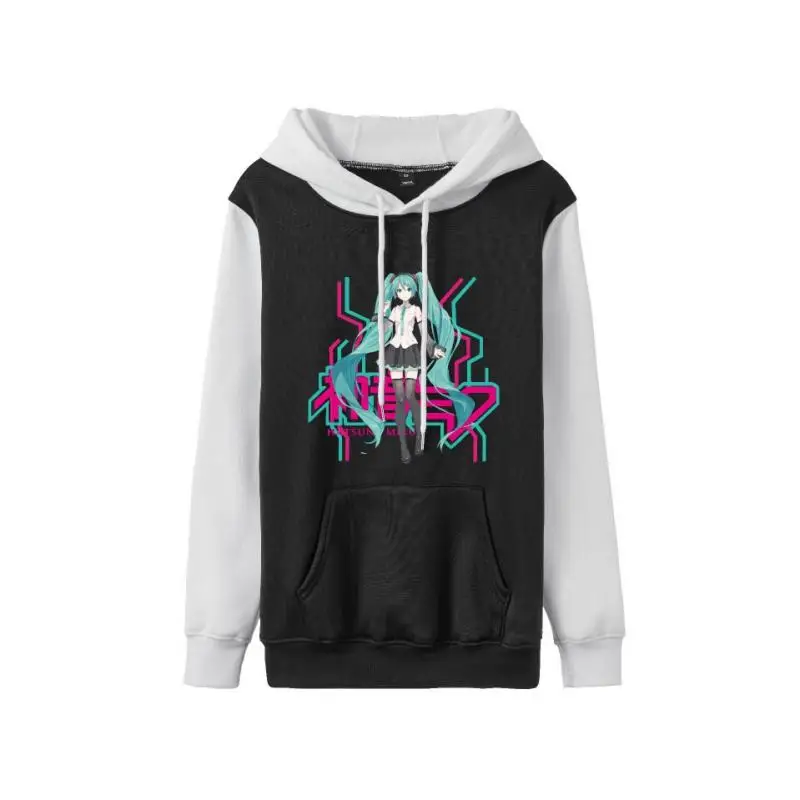 Hatsune Miku Anime  Kawaii Graphic print Contrasting colours Hooded sweatshirt set student adult Birthday Christmas gifts