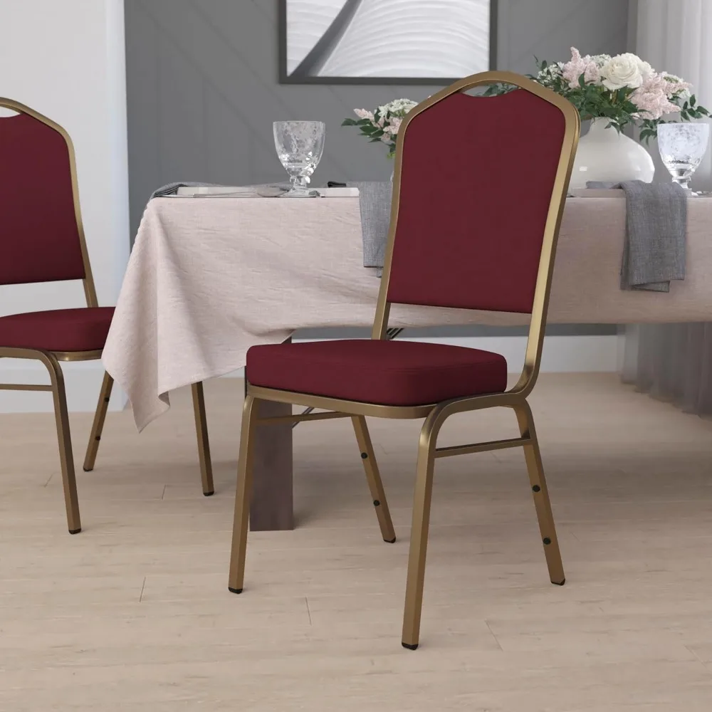 

Crown Back Stacking Banquet Chair in Burgundy Fabric - Gold Frame