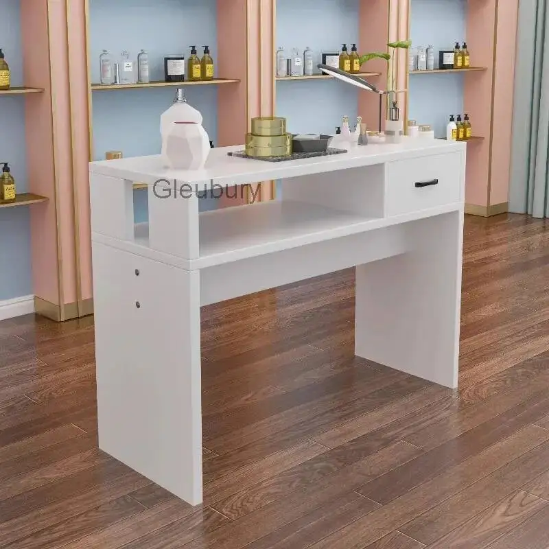 

Minimalist White Nail Desk Modern High Quality Accessories Waterproof Manicure Table Organizer Square Tavolo Unghie Furniture