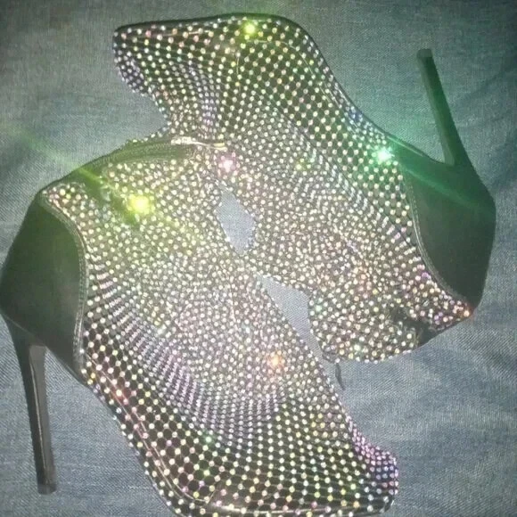 Purple Hollow Out Net Pointed Open-Toe Sandals Waterproof Platform Stilettos luxurious Women's Shoes For Banquets