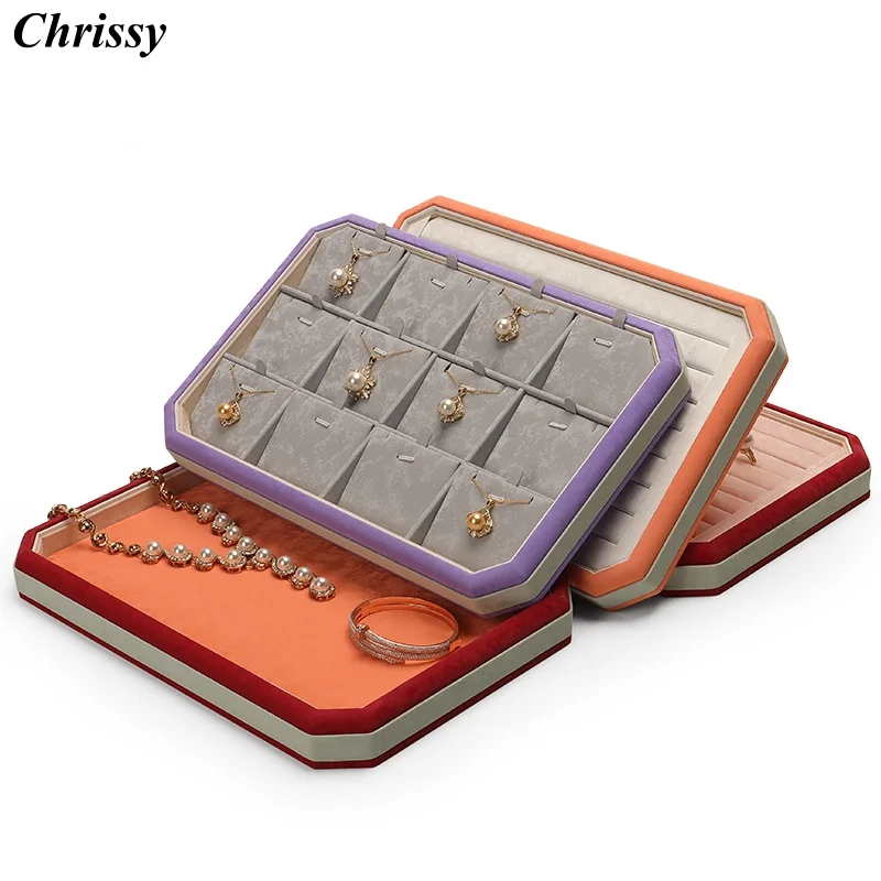 Chinese Style Vintage Jewelry Display Tray, Antique Gold Rotary Presentation Plate, Velvet Lining Ring Necklace Organizer for Li