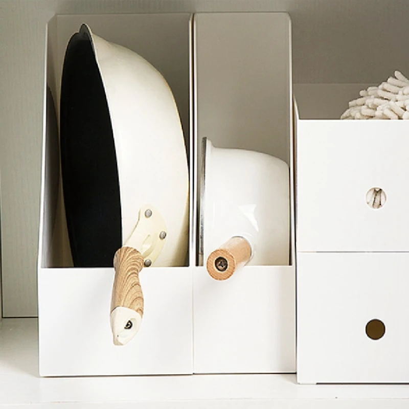 Desk Book Organizer Rack Home Office Storage Box Book Stationery Storage Rack Vertical Stackable Free Combination White