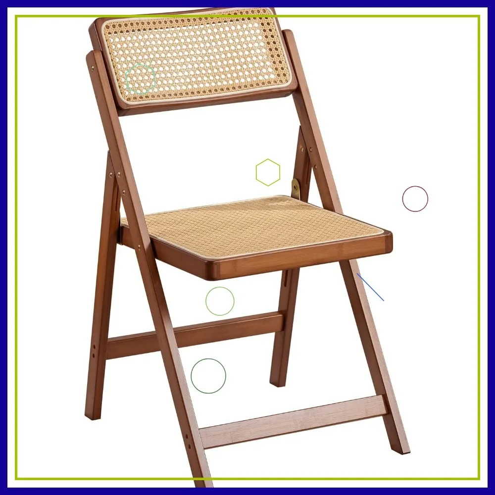 

Современный складной стул из ротанга, удобное бамбуковое обеденное сиденье для использования в помещении и на открытом воздухе, отделка орех