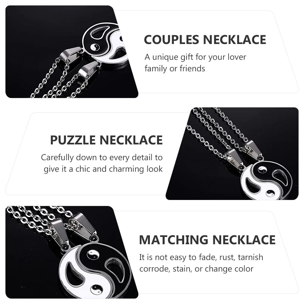 Tai Chi Yin Yang Necklace Pendant Matching Puzzle Jewelry The Gift Friendship Alloy Couples Lovers Puzzles