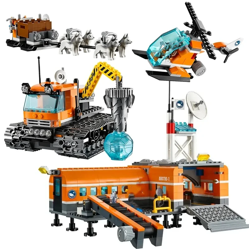 Suitable for city series building blocks Polar adventure Arctic base camp polar bear MOC toys children's Christmas gifts