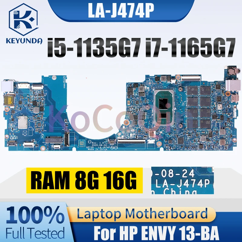 For HP ENVY 13-BA Notebook Mainboard LA-J474P i5-1135G7 i7-1165G7 RAM 8G 16G  M20695-601 M20697-601 Laptop Motherboard Tested