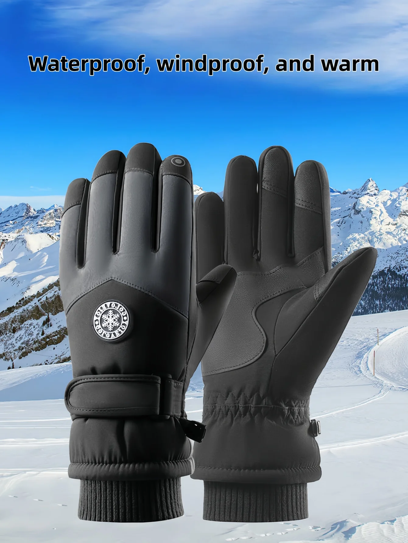 

Пара зимних лыжных перчаток, водонепроницаемые, ветрозащитные, утолщенные для сохранения тепла, нескользящие, совместимые с сенсорными экранами, подходят для езды на велосипеде и вождения, универсальные зимние перчатки
