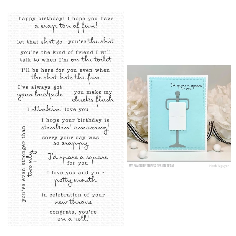 February 2023 New Toilet Talk Sentiments Words Clear Stamps Scrapbooking for Paper Making Frames Card Set No Cutting Dies