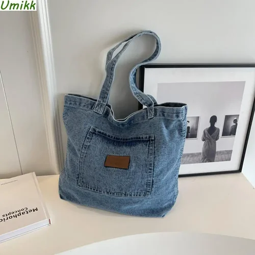 Imagen 1 del producto Bolso de hombro de diseñador de lujo para mujer, bolso de mano de mezclilla a la moda, bolso de mano Vintage Simple para viaje de oficina