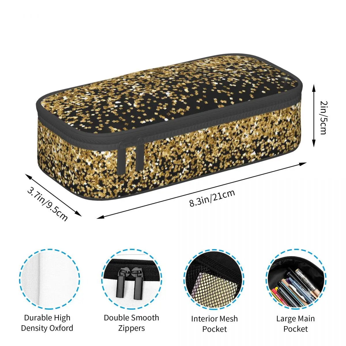 

Gold Glitter Pencil Case Pencil Pouch Storage Stationery Supplies Large Capacity Pen Box Pencil Bag for Students