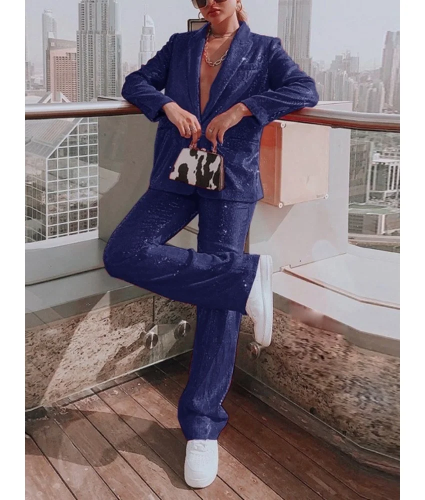 

Shiny solid color heavy-duty high-end men's suit. Casual suit two-piece set Man Suit ( Blazer+Pants ) Performance outfit