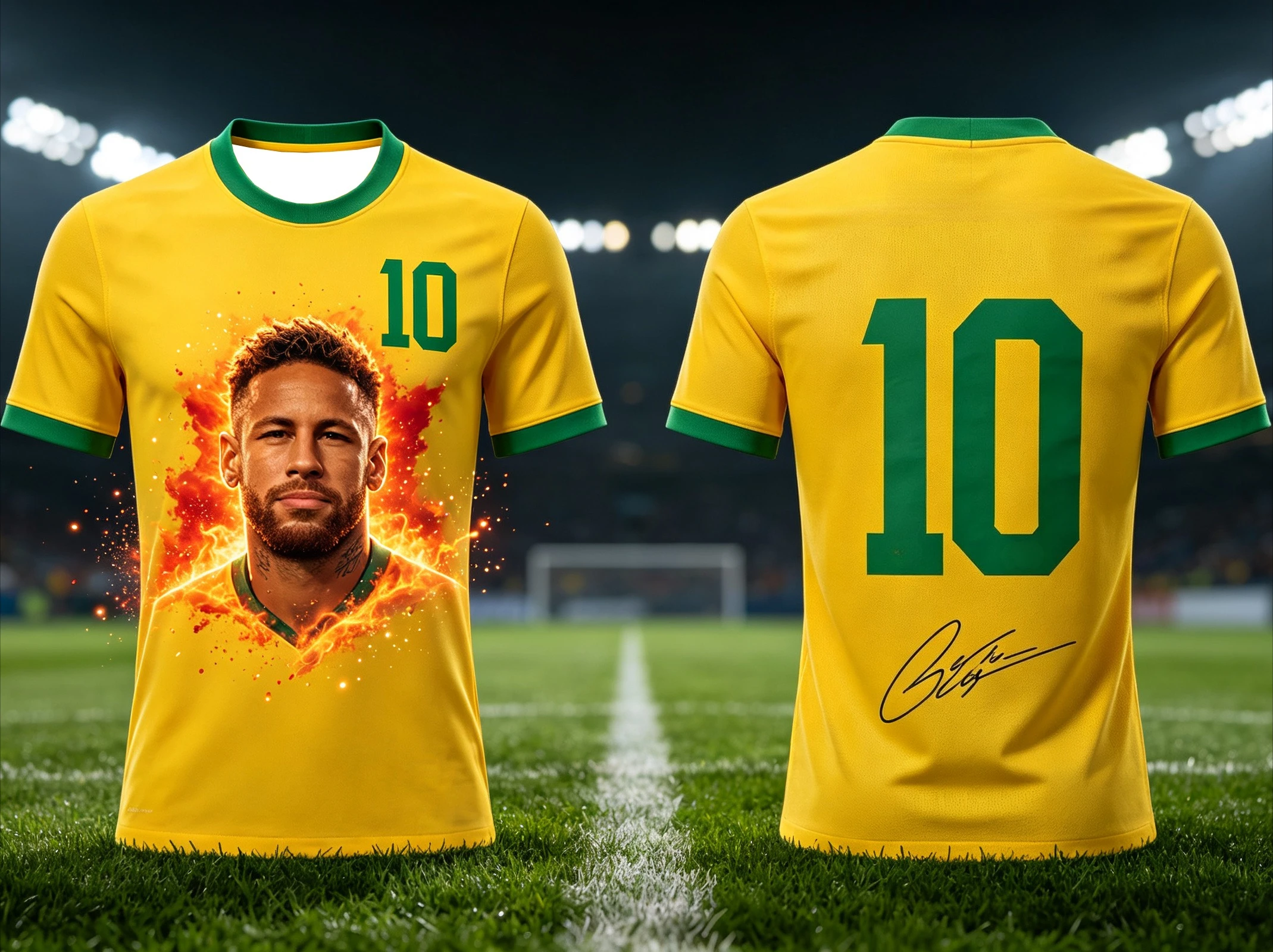 New Trendy Neymar Soccer Jersey 3D Printed Breathable Summer Sports Shirt for Fans Outdoor Football Practice and Daily Wear