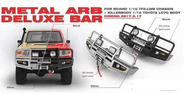 キラーボディ1/10,トヨタランドクルーザーlc70 48601 rc4wd 1/10 lc70  ARB-DELUXE用ウインチ/ledランプ付きメタルフロントバンパー - AliExpress