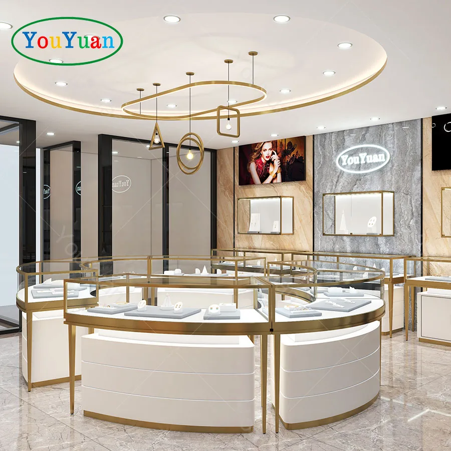 Custom.All-mounted Countertop Jewellery Display Cabinet With Classic Style Secure Jewelry Display Cases From YOUYUAN Factory
