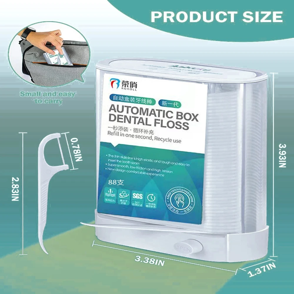 Portable Pop-Up Dental Floss Pick Dispenser Automatic Holder Travel Storage Box with Floss Sticks Oral Care