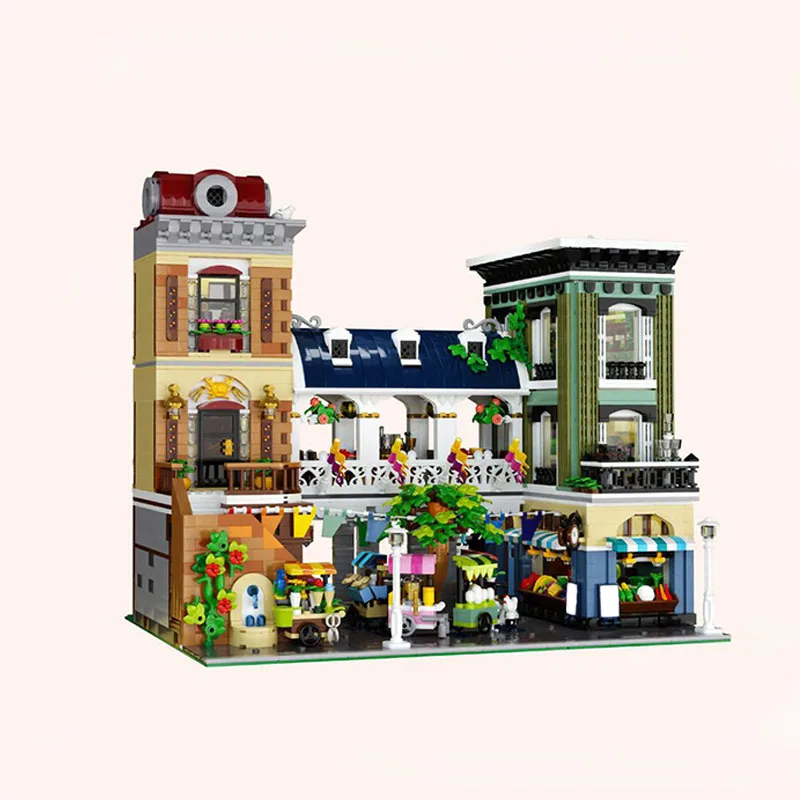 

НОВЫЙ 4843 шт. MOC фермерский рынок модульное здание уличная сцена игрушки подарки DIY креативные строительные блоки украшения