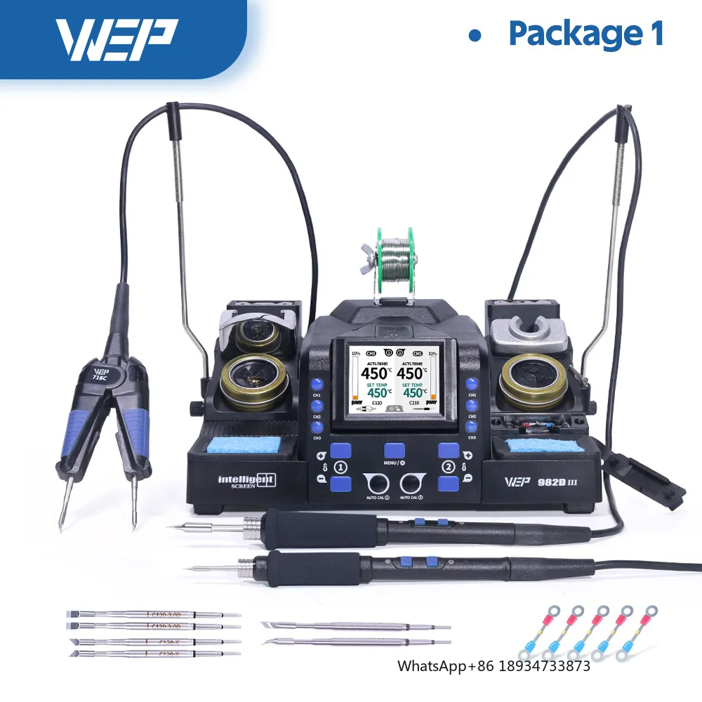 WEP 982D-III Compatible With C210 C245 Micro Tweezers 2-IN-1 Precision Soldering Iron Station