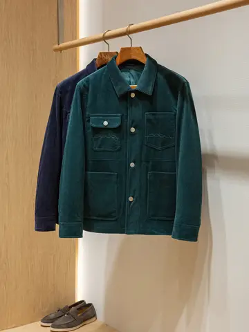 Acetate corduroy, old money style men's casual lapel jacket