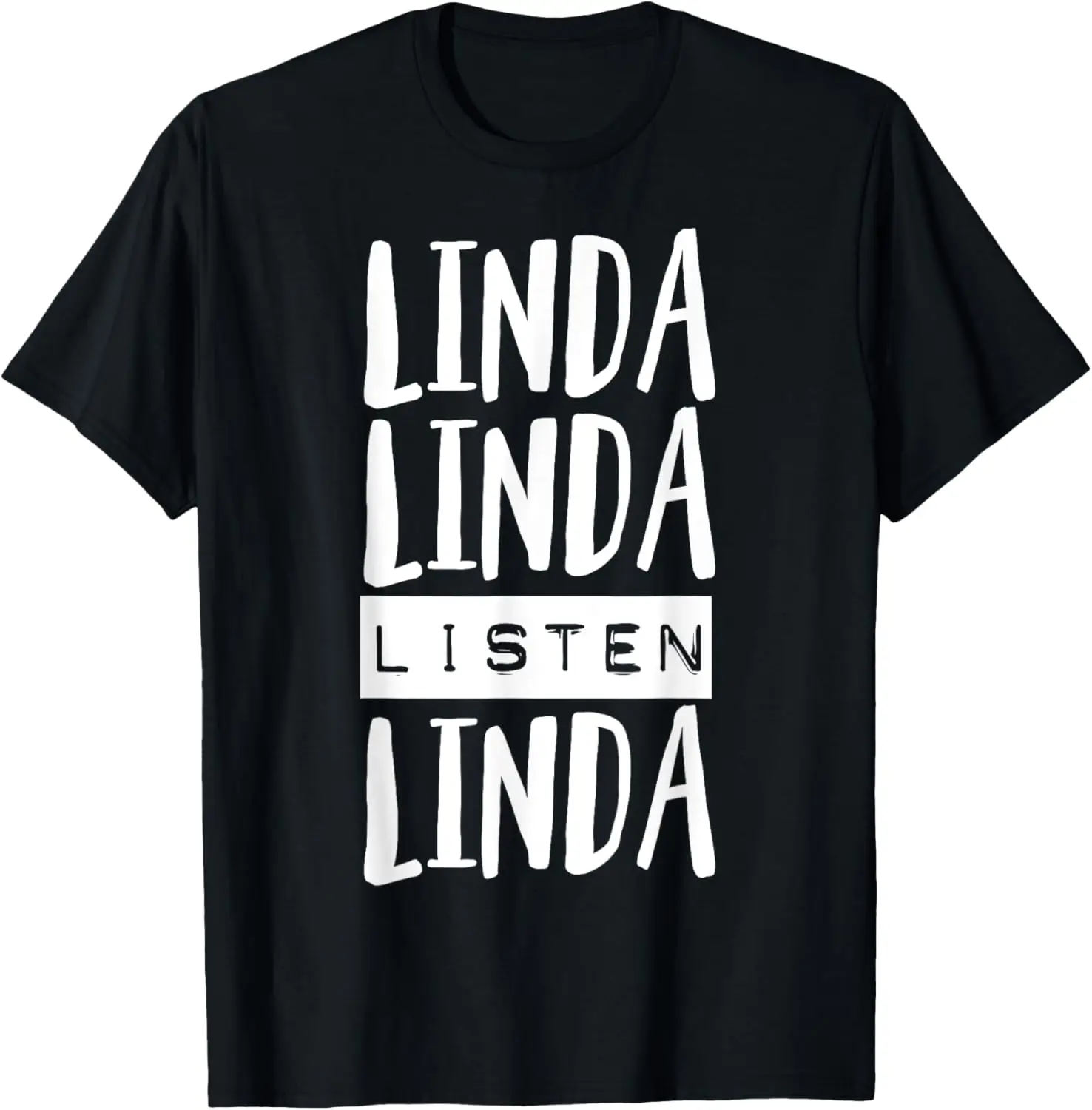 Funny Tee Listen Linda T-Shirt 100% Cotton Trendy Y2K Short-Sleeve Tee-Soft, Quick-Drying, Moisture-Wicking; Ideal Sports Casual