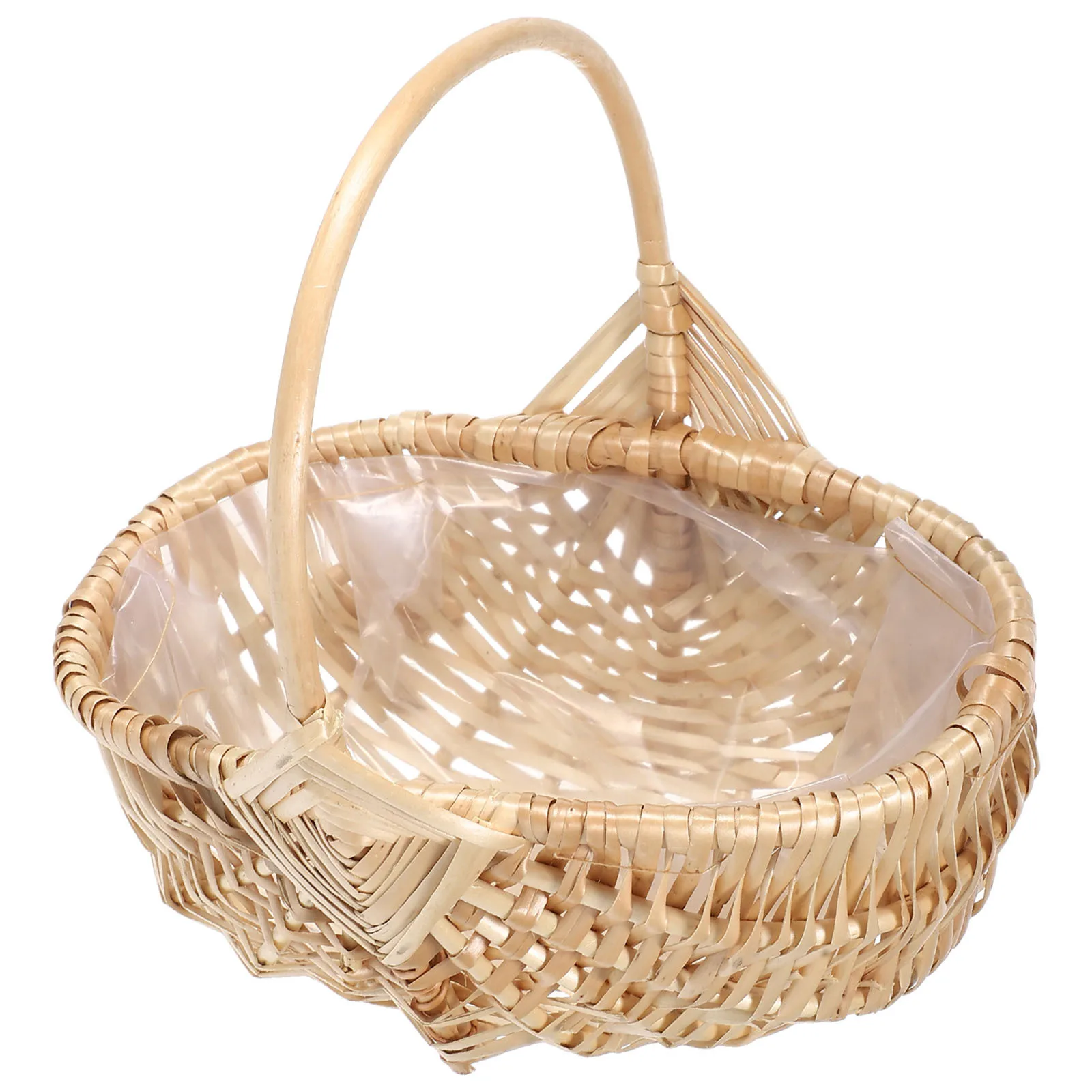 المنسوجة يدويا سلة للزهور تصميم خمر مع مقبض لحديقة عرض الأزهار نزهة الفاكهة تخدم سلة نزهة منسوجة يدويا