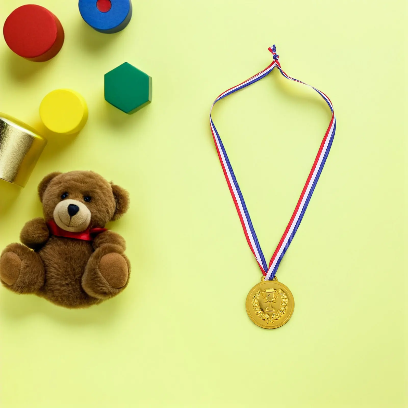 

25Pcs Children Sports Medals Gold Electroplated Lightweight Neck Ribbon Prizes for Kids Sports Competitions Party Awards School