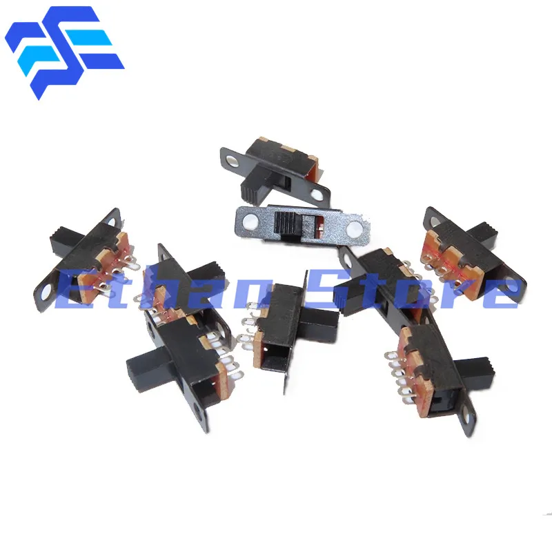 10PCS 50V0.5A SS12F15 Mini Size Black SPDT Slide Switch for DIY Power Electronic Projects 1P2T Toggle Switch Handle VG34 5 6 7MM
