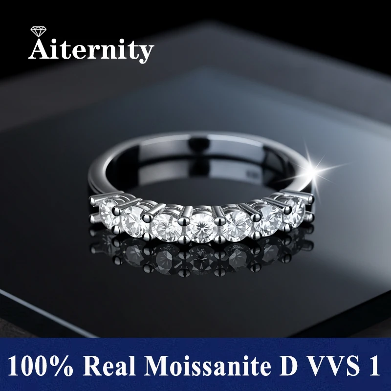 

GRA All Moissanite Ring 100% Platinum Plated Rings For Women And Men Sparkling Diamond Wedding Band Silver Fine Jewelry