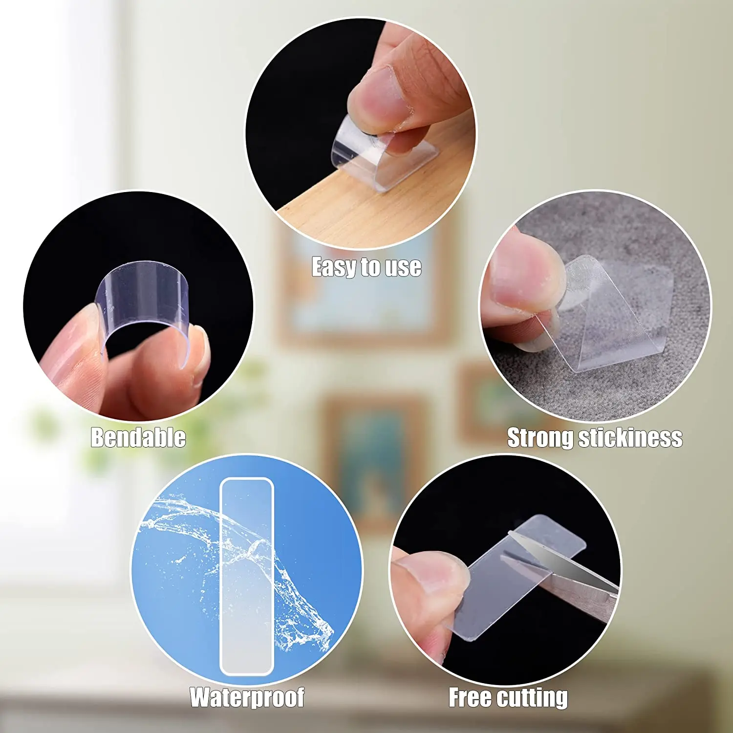 Nastro biadesivo trasparente Nastro biadesivo extra resistente per adesivi murali impermeabili per bagno Nano nastro da cucina