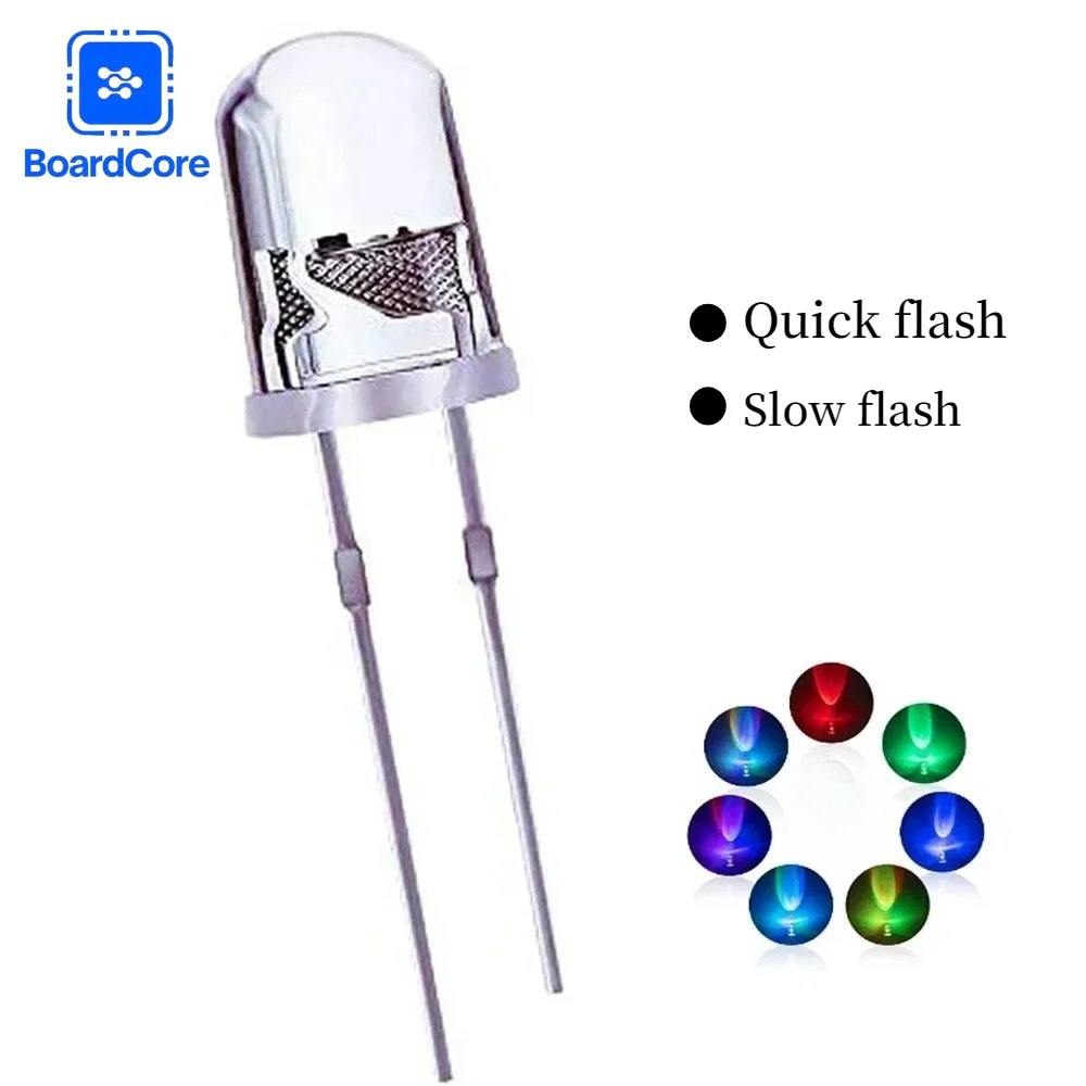 50-100Pcs/lot 5mm Multicolor LED Diodes, Slow/Fast Flashing Electronic Components for DIY Projects